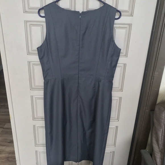 Nine West Suit Dress Sz12 Gray Fitted Kick Pleat Knee Length Sleeveless - Picture 8 of 12